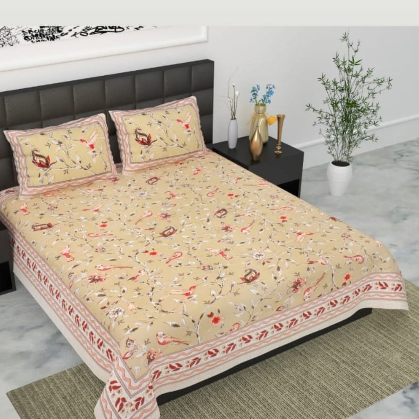 Pure Cotton Bedsheet with Pillow Covers