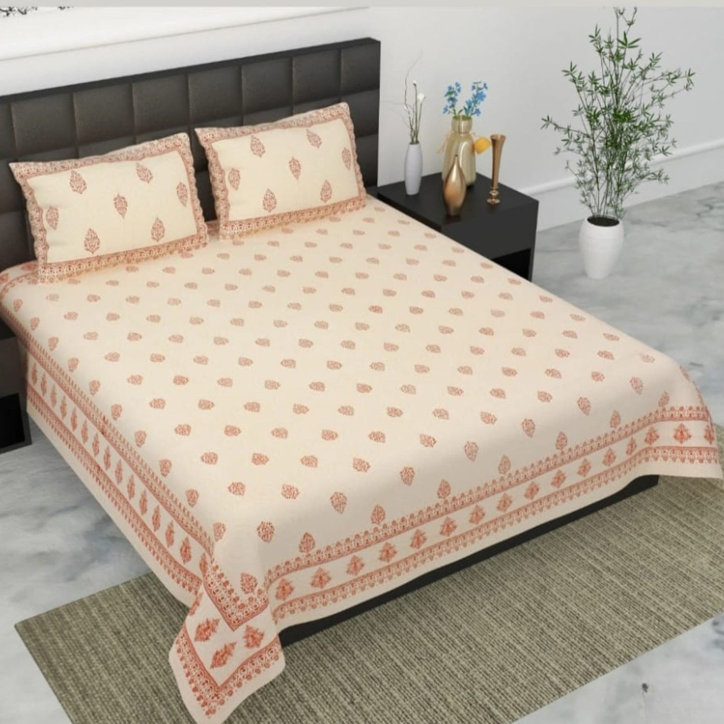 Pure Cotton Bedsheet with Pillow Covers