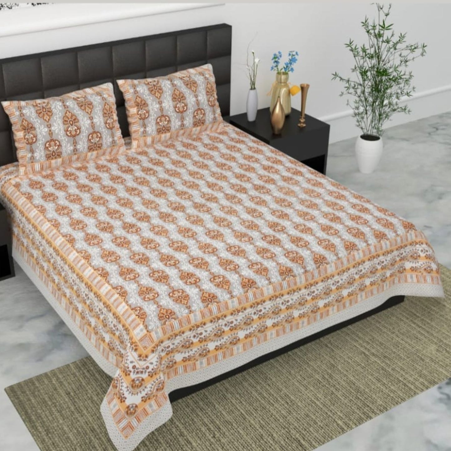 Pure Cotton Bedsheet with Pillow Covers