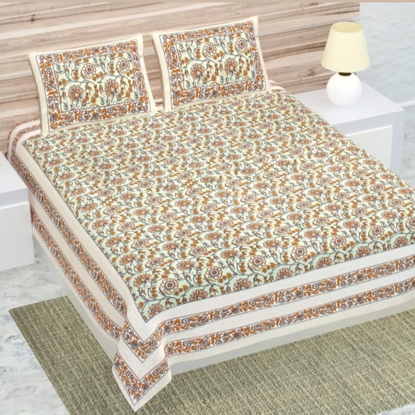 Pure Cotton Bedsheet with Pillow Covers (Brown)