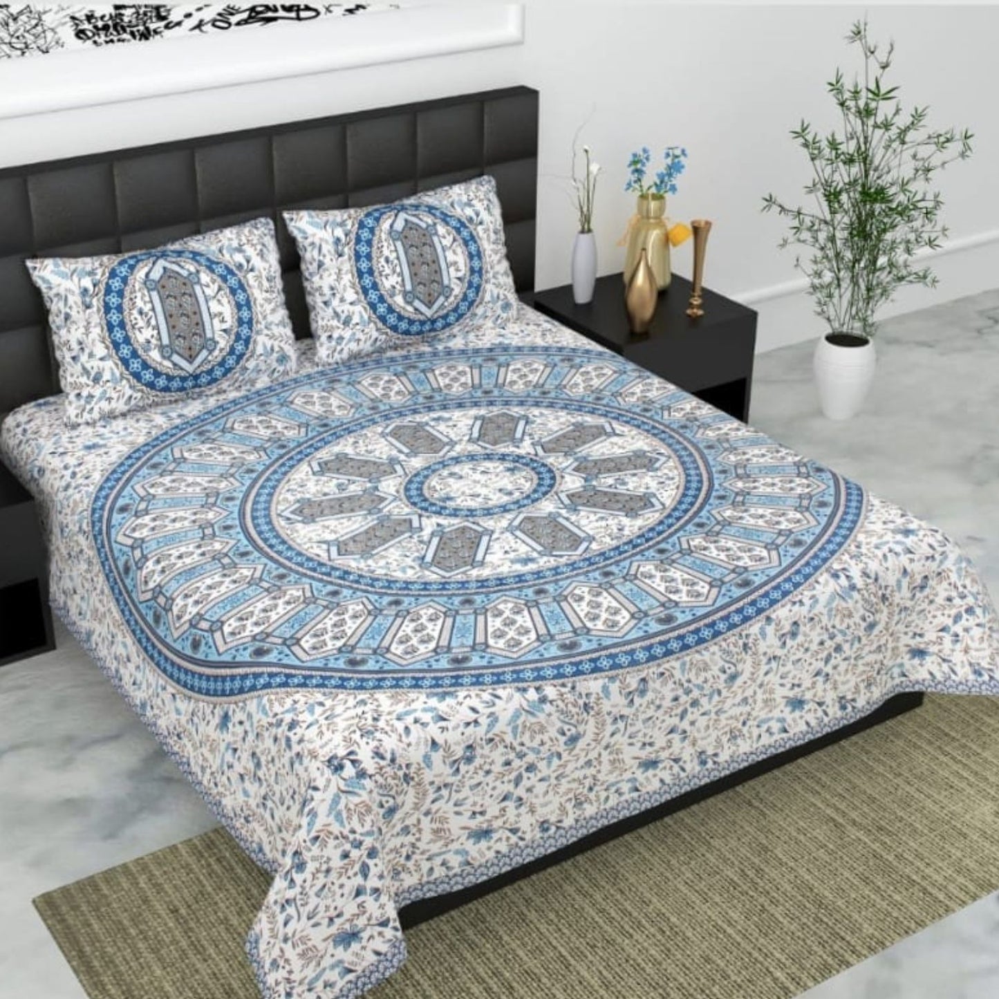 Pure Cotton Bedsheet with Pillow Covers