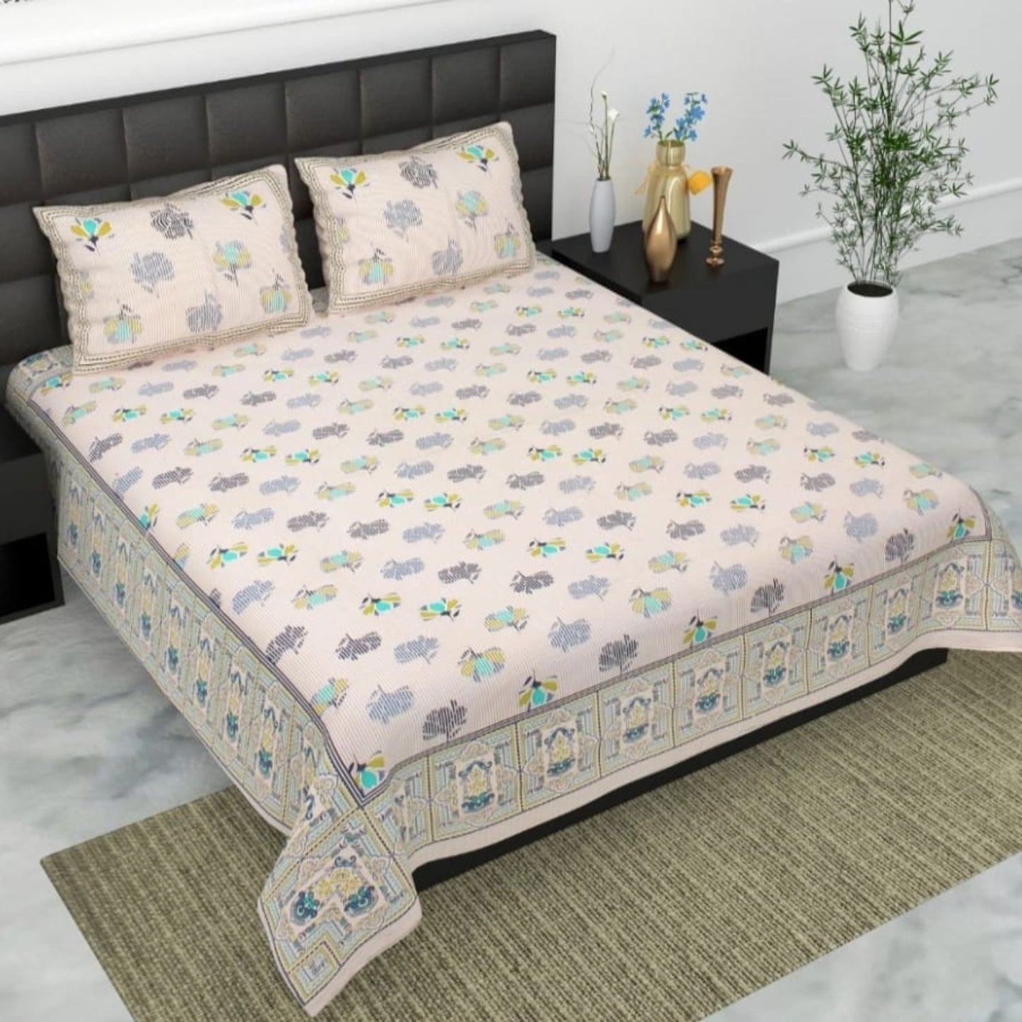 Pure Cotton Bedsheet with Pillow Covers