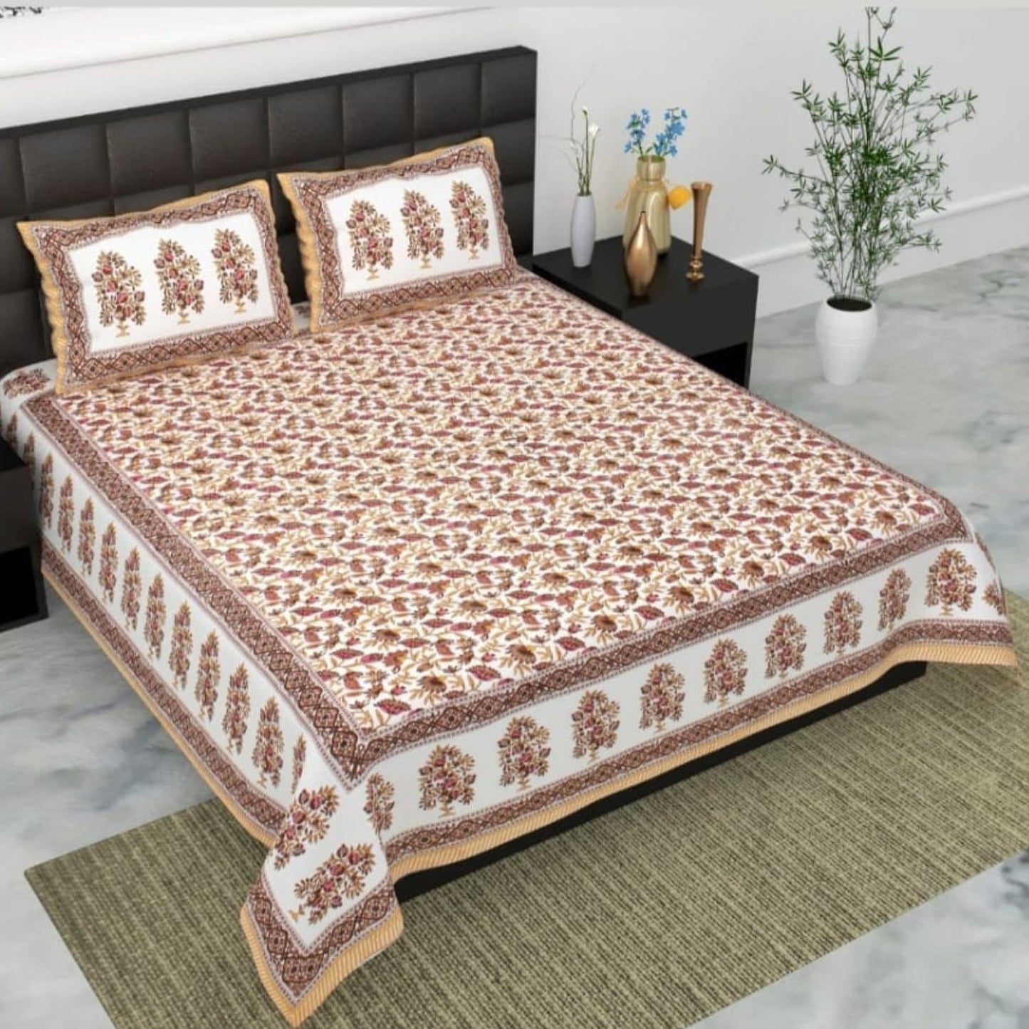 Pure Cotton Bedsheet with Pillow Covers