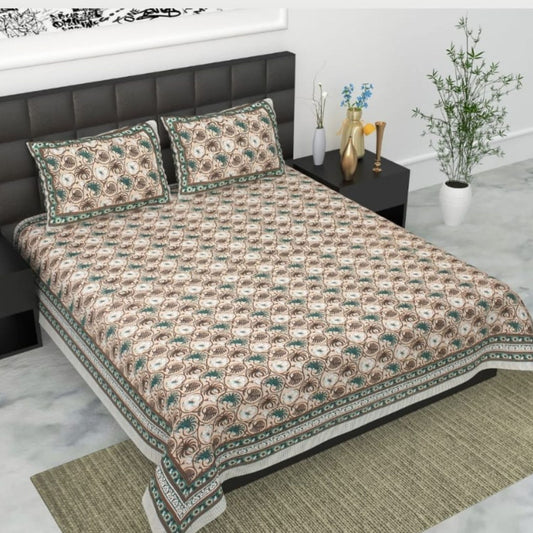 Pure Cotton Bedsheet with Pillow Covers (Multicolor)