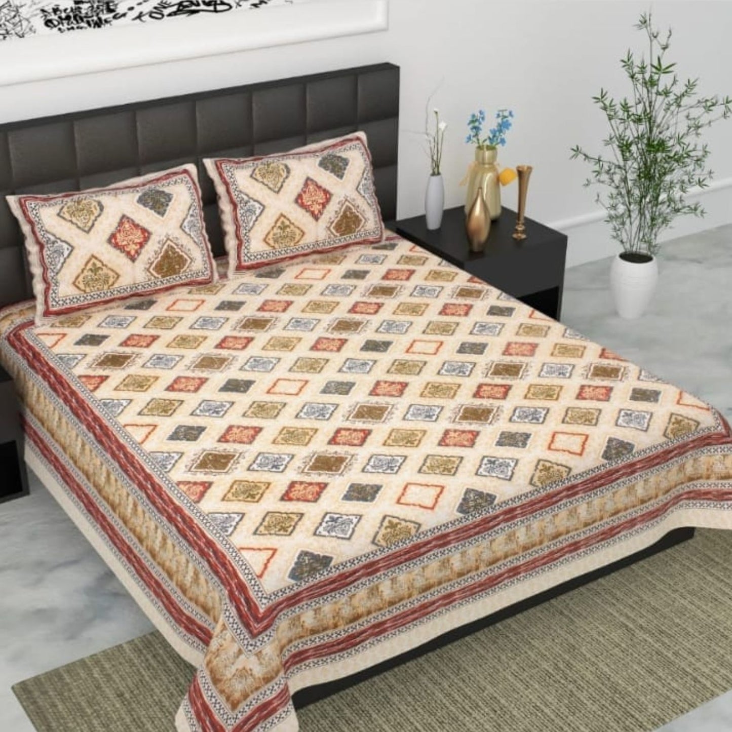 Pure Cotton Bedsheet with Pillow Covers
