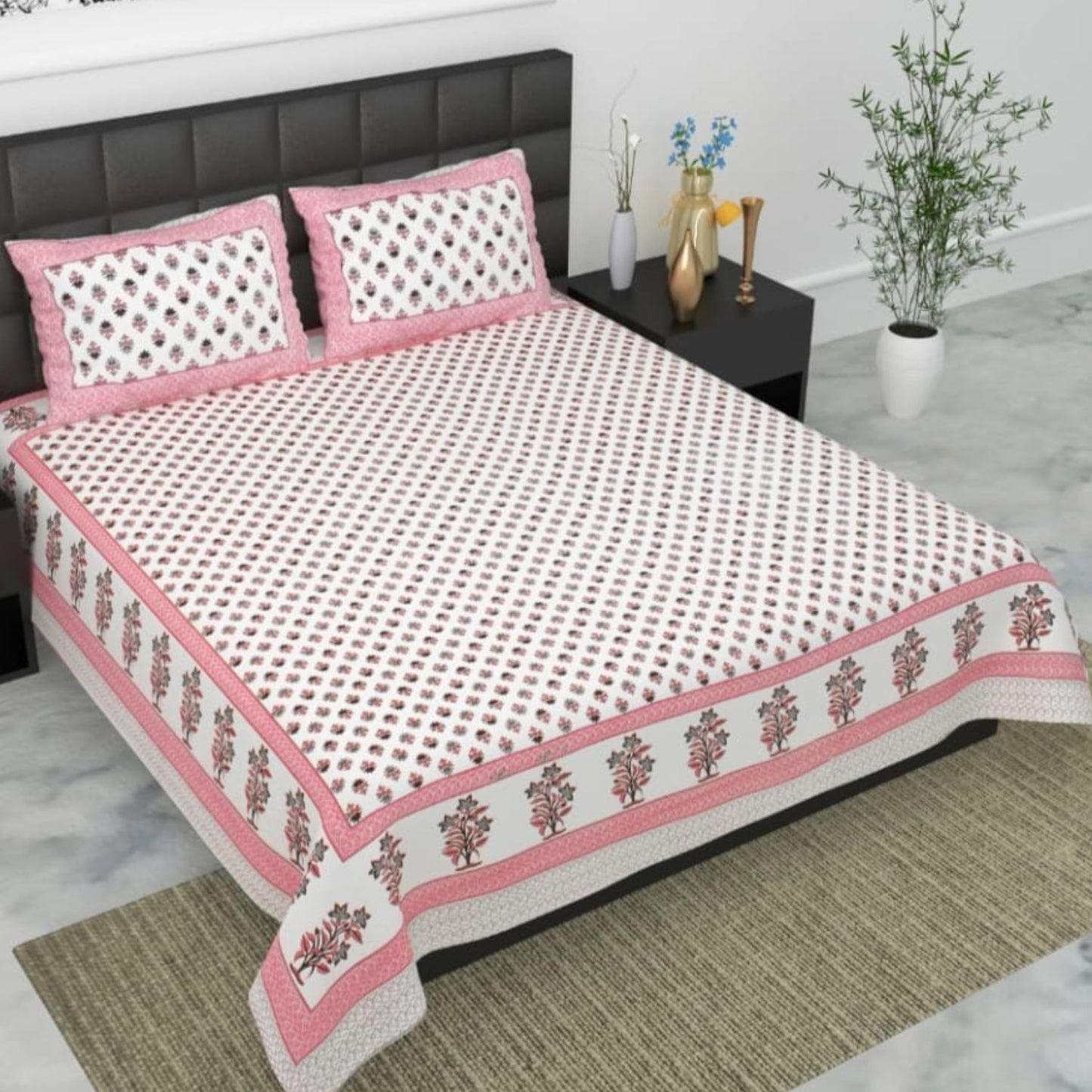Pure Cotton Bedsheet with Pillow Covers