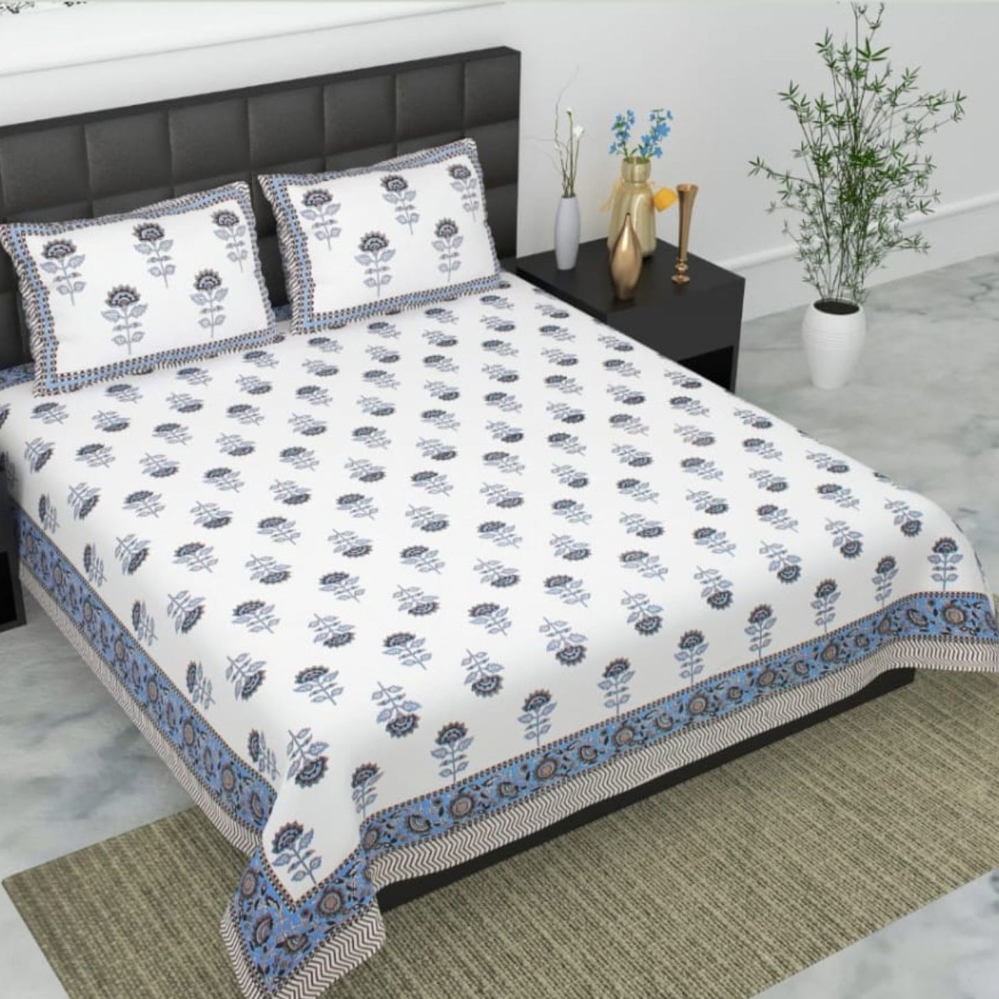 Pure Cotton Bedsheet with Pillow Covers