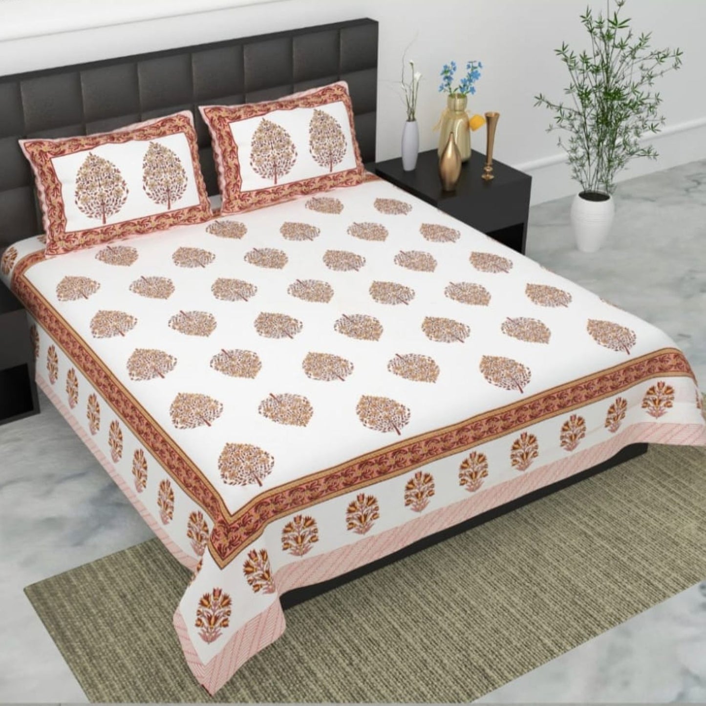 Pure Cotton Bedsheet with Pillow Covers